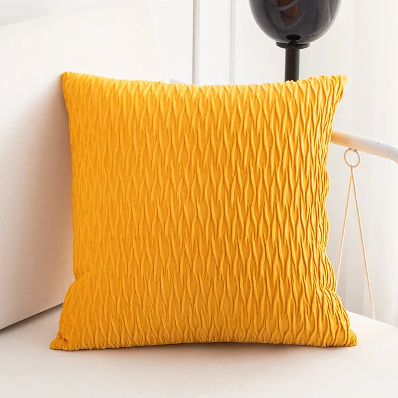 Afralia™ Velvet Striped Pleated Square Pillowcase
