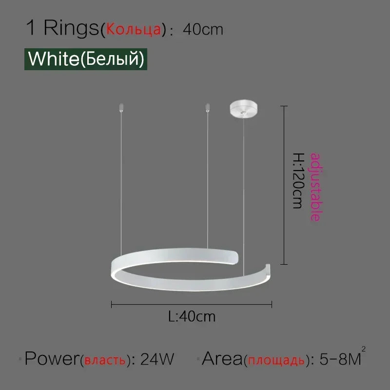 Afralia™ Minimalist Circle Rings Ceiling Chandelier Pendant Light for Home Decor