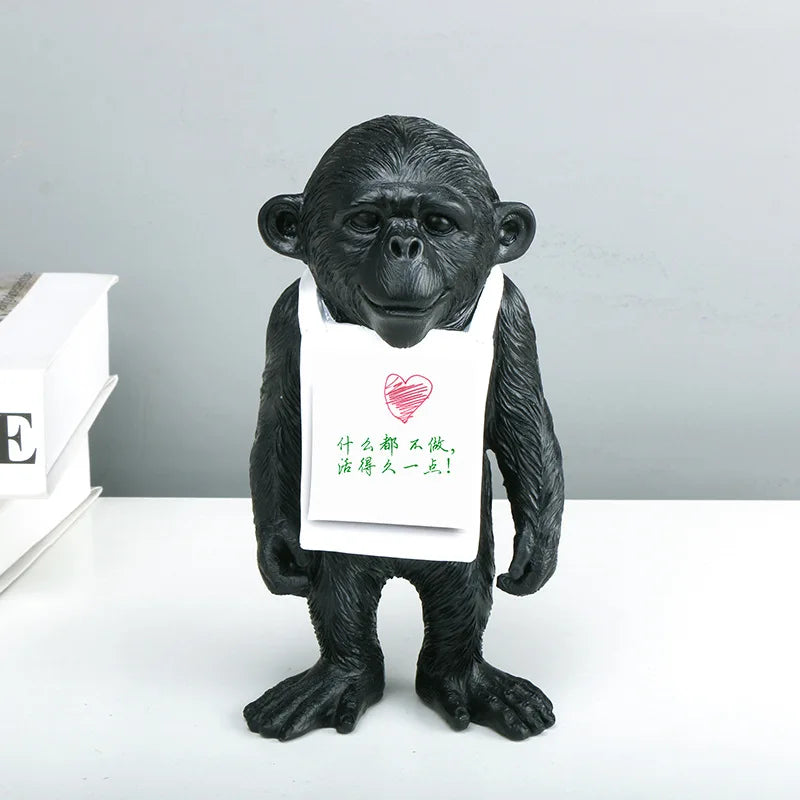 Afralia™ Monkey Sign Sculpture Memo Decoration for Home Office, Street Art Figurine