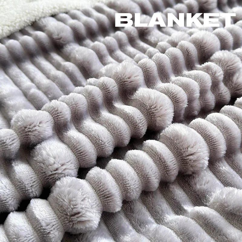 Afralia™ Cozy Lamb Wool Plush Blanket for Adults: Soft, Thickened, Multi-Use Ribbed Shawl