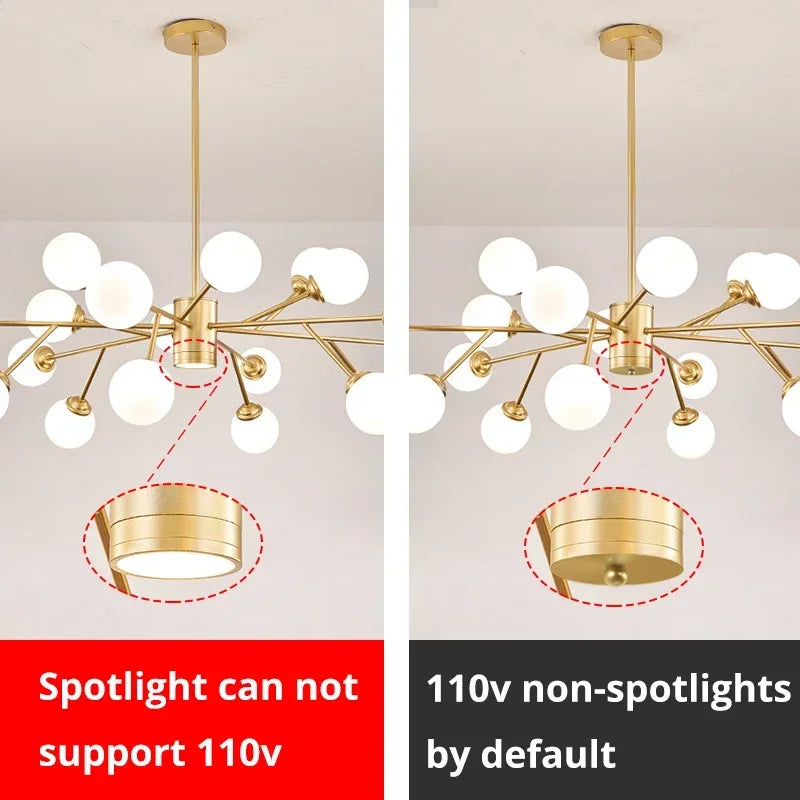 Afralia™ Gold Black LED Ceiling Chandelier for Living Room Bedroom Lighting Fixtures