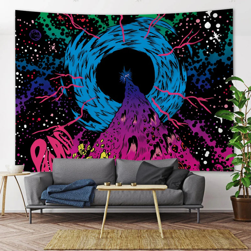 Afralia™ Extraterrestrial Psychedelic Tapestry - Hippie Bohemian Datura Sheet for Home Decor