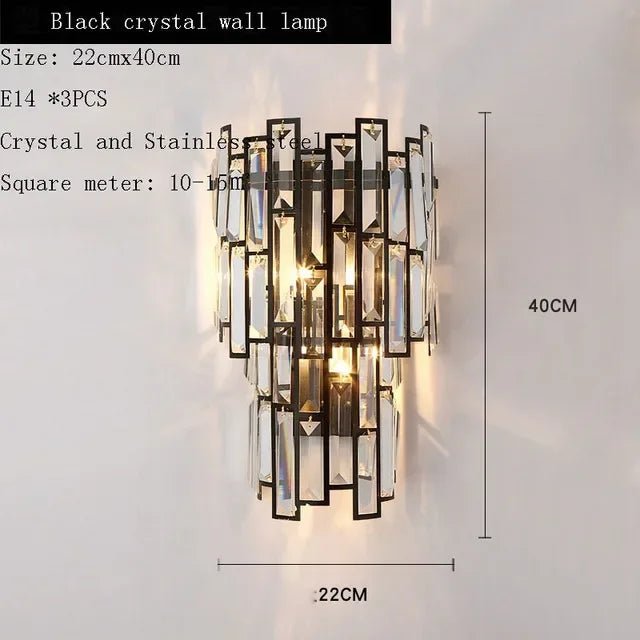 Afralia™ Modern Black Crystal LED Pendant Light for Dining Room and Bedroom