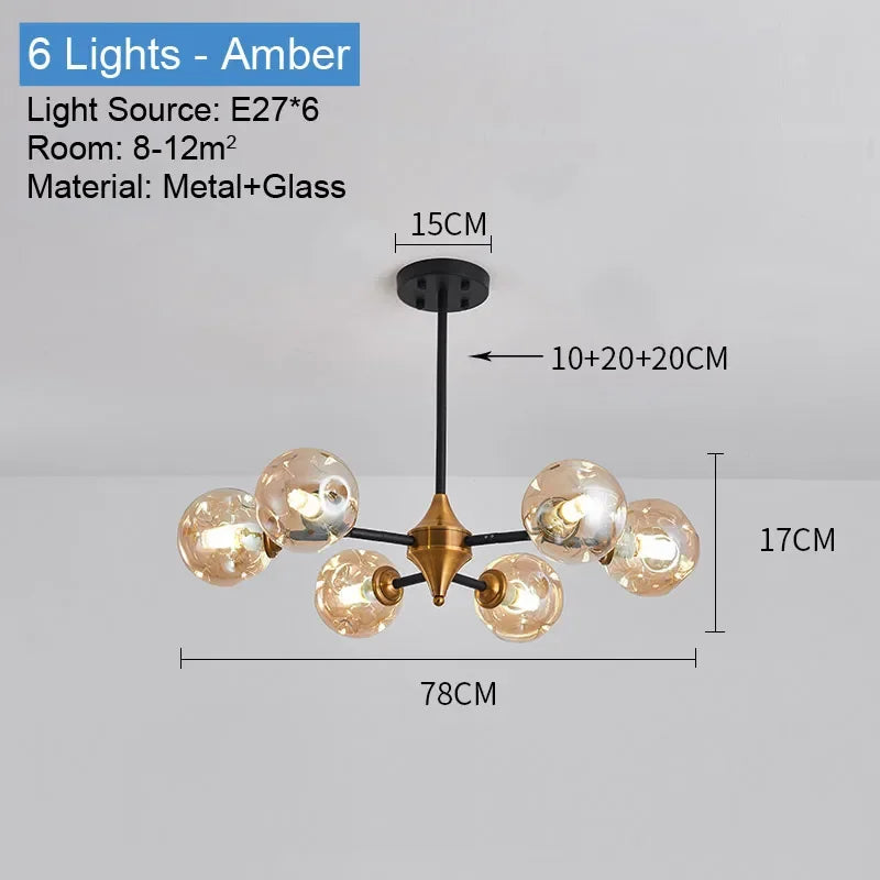 Afralia™ Nordic Glass Ball LED Chandeliers for Home Indoor Decor and Ceiling Lamps