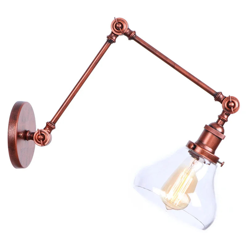 Afralia™ Vintage Loft LED Wall Light: Retro Industrial Glass Lamp for Living Room