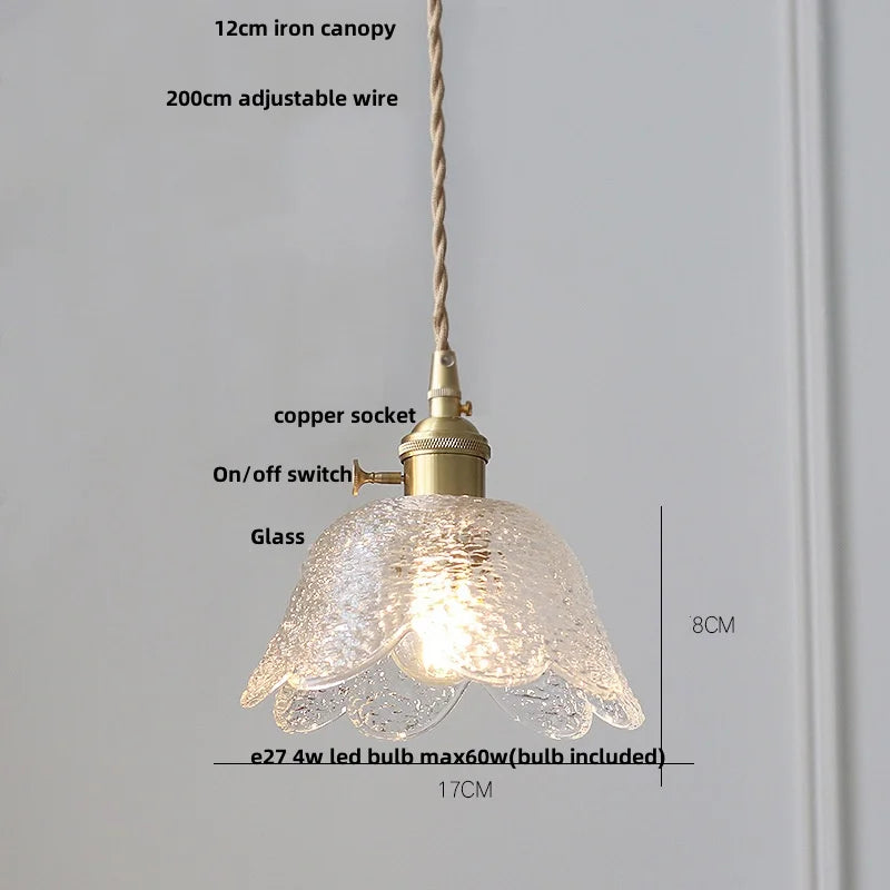 Afralia™ Nordic LED Crystal Glass Copper Pendant Light Fixture for Living Room