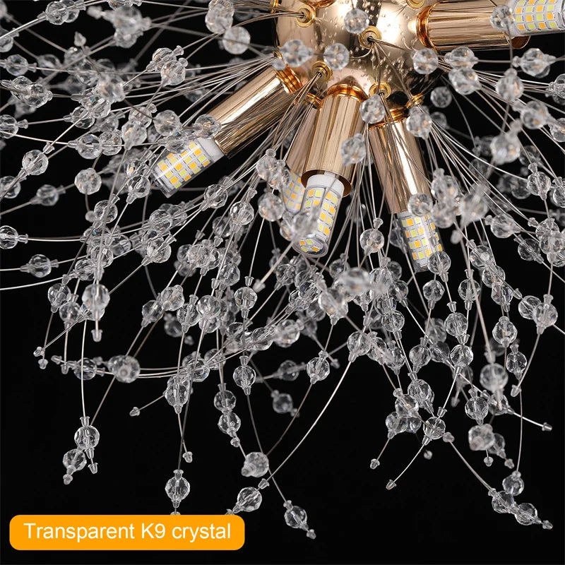 Afralia™ Dandelion Chandelier 8-Light Sputnik Pendant Light Gold/Silver Living Room Fixture