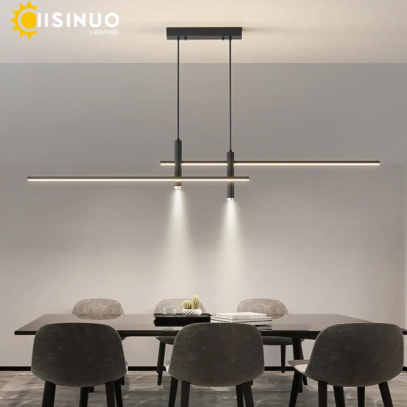 Afralia™ Adjustable LED Pendant Light in Black/Gold for Office Dining Living Room