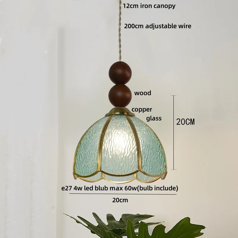 Afralia™ Blue Glass LED Pendant Light: Modern Nordic Tiffany Hanging Lamp for Bedroom & Dining Room