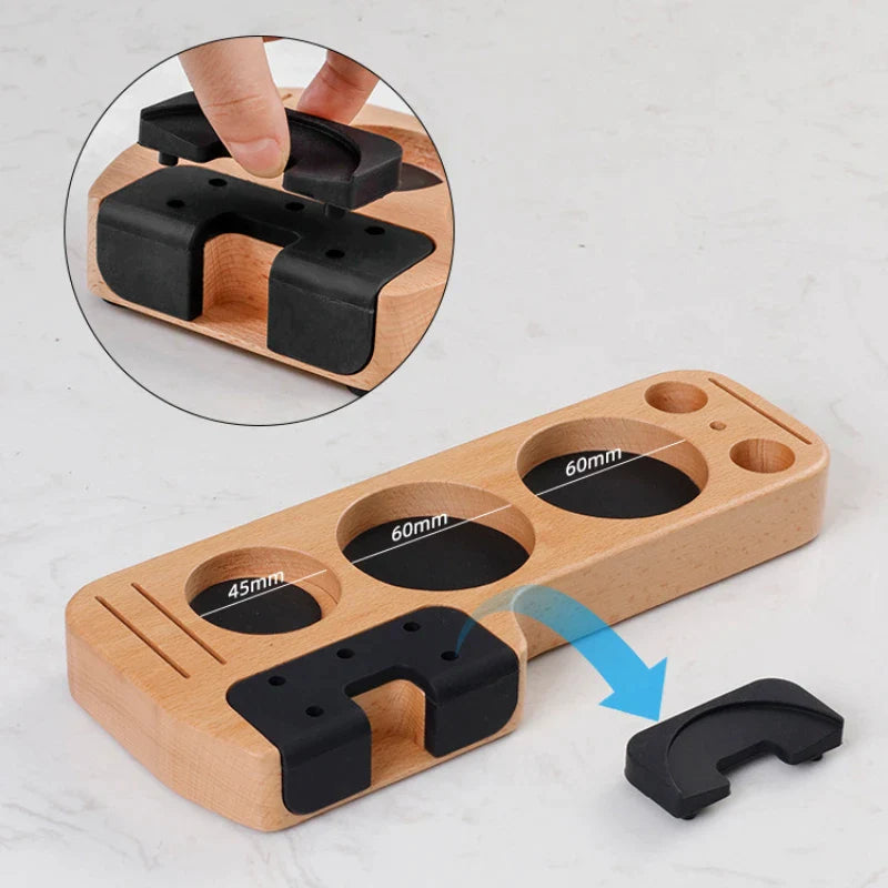 Afralia™ Wooden Coffee Tamper Holder Support Base - Barista Accessories Stand