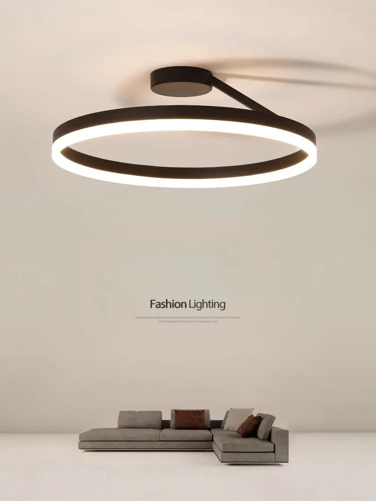 Afralia™ Nordic Minimalism LED Ceiling Chandelier in White/Black Aluminum