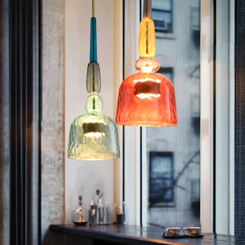 Afralia™ Macaron Glass Pendant Chandelier: Modern LED Lighting for Home, Restaurant, Bar & Children's Room