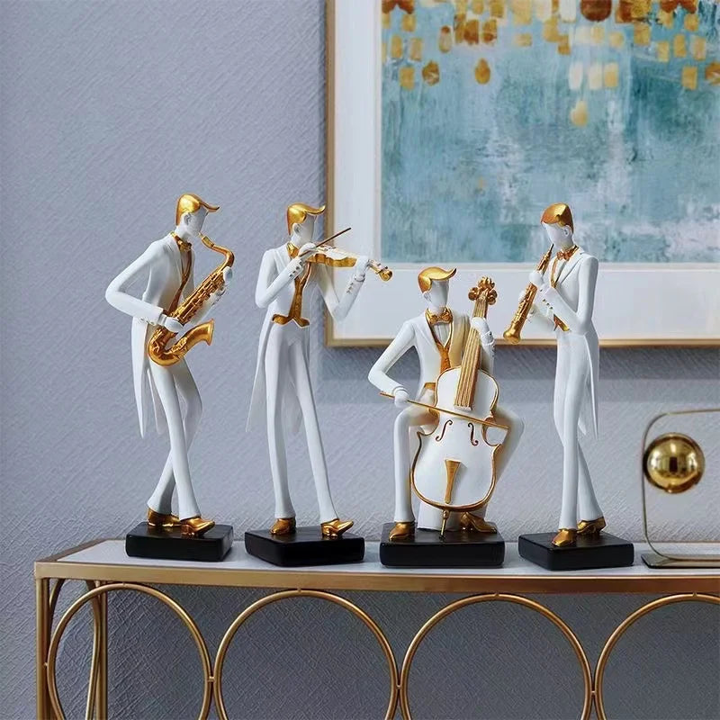 Afralia™ Nordic Symphony Musicians Resin Ornament: Elegant Home Office Decor, Desk & Bookcase Sculpture