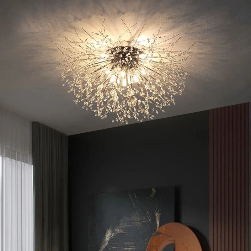 Afralia™ Nordic Dandelion Crystal Ceiling Lamp for Bedroom Living Room Dining Room