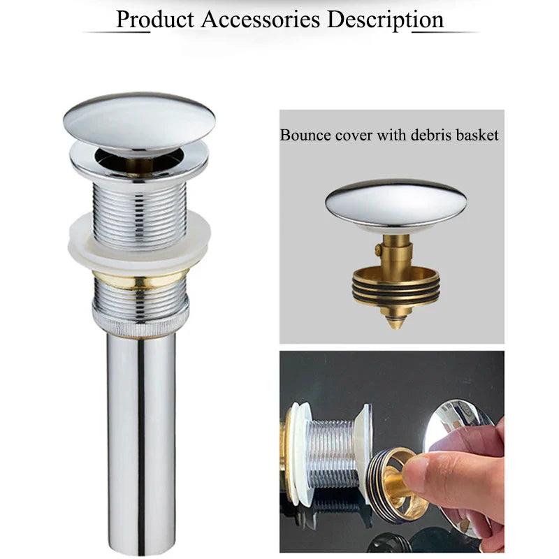 Afralia™ Gold Large Round Bathroom Pop-up Drain for Copper Washbasin Sink