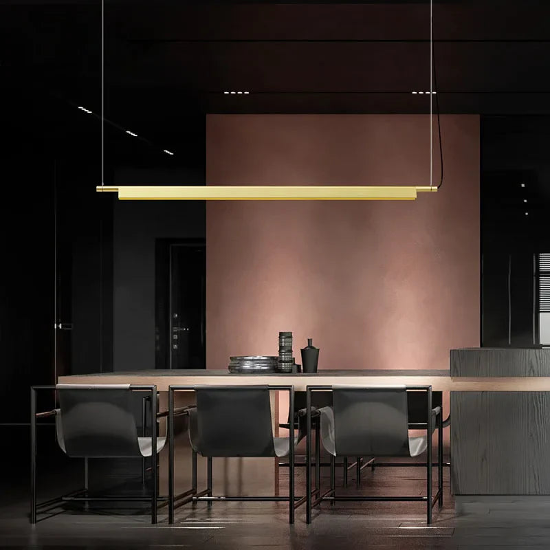 Afralia™ Scandinavian Linear LED Pendant Lamp for Living Room Office Restaurant Dining Table