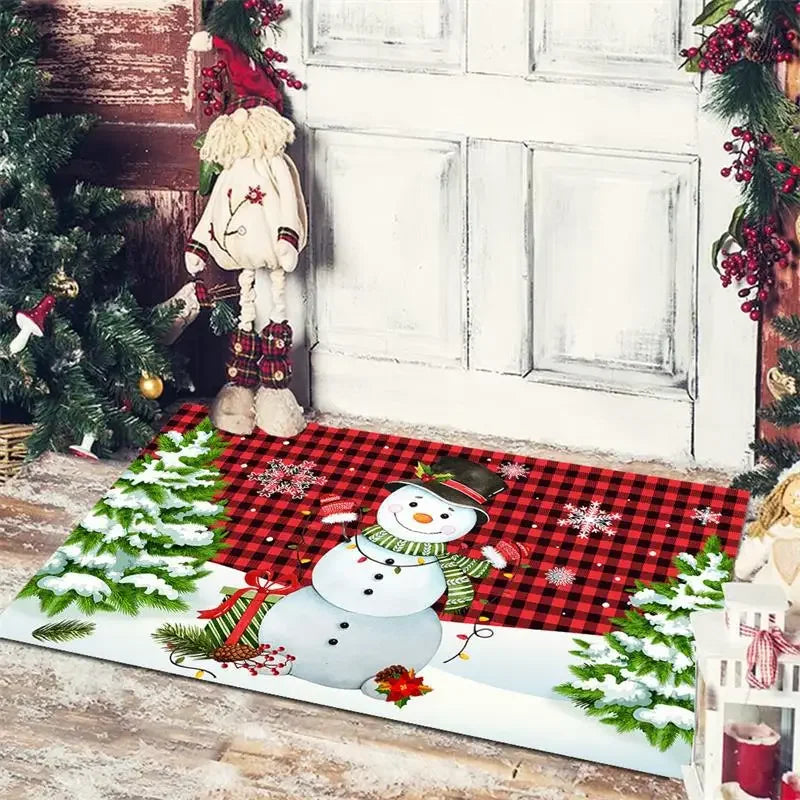 Afralia™ Christmas Snowman Non-slip Floor Mat