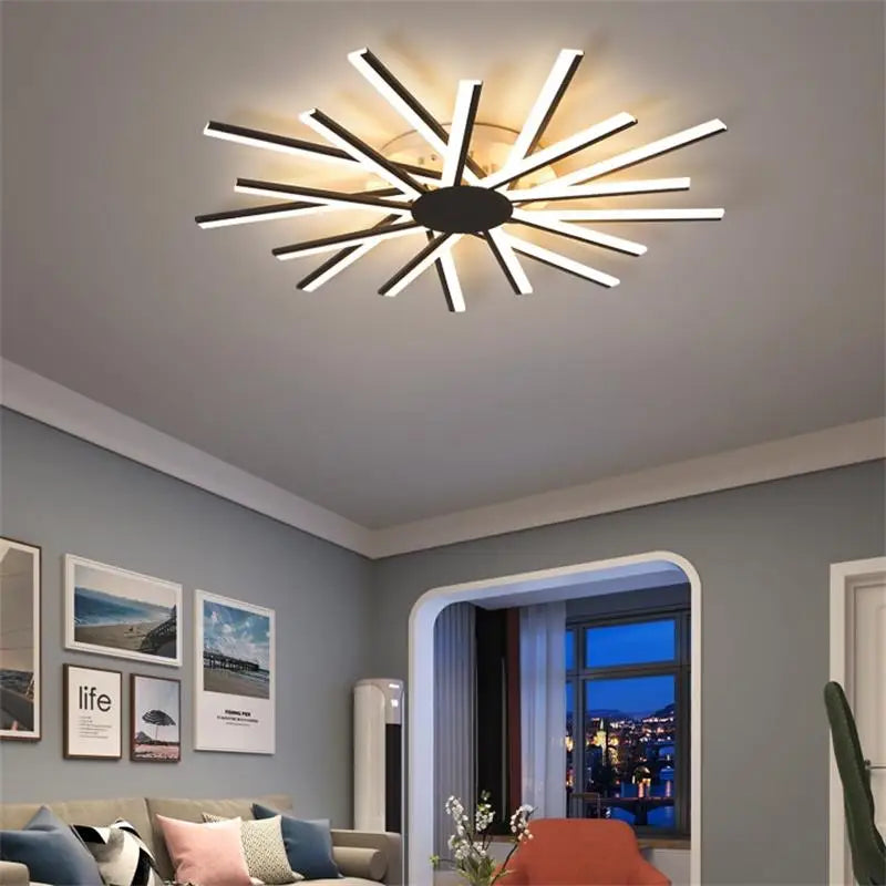 Afralia™ Flower Acrylic Chandelier, Indoor Living Room Bedroom Lamp, Gold Black White Glass