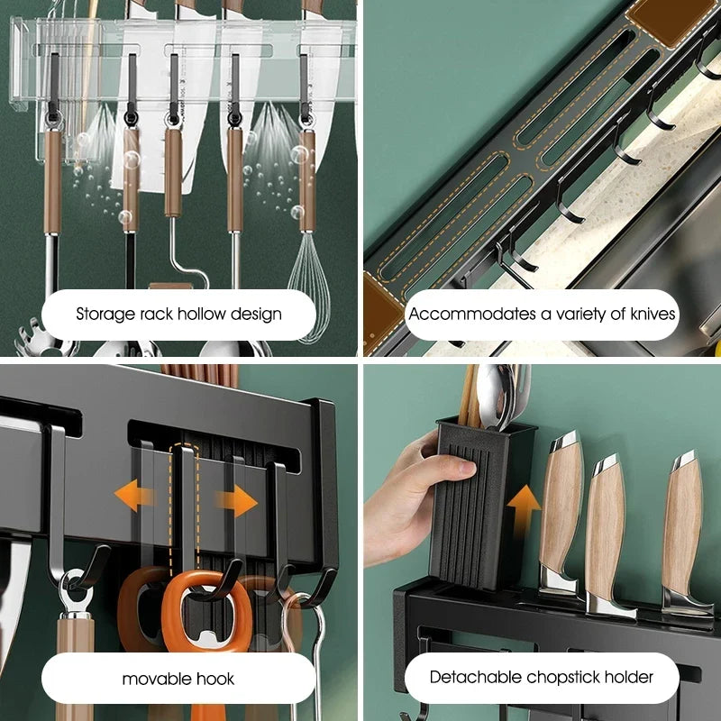 Afralia™ Kitchen Organizer: Wall-mounted Multifunction Knife and Chopsticks Storage Rack