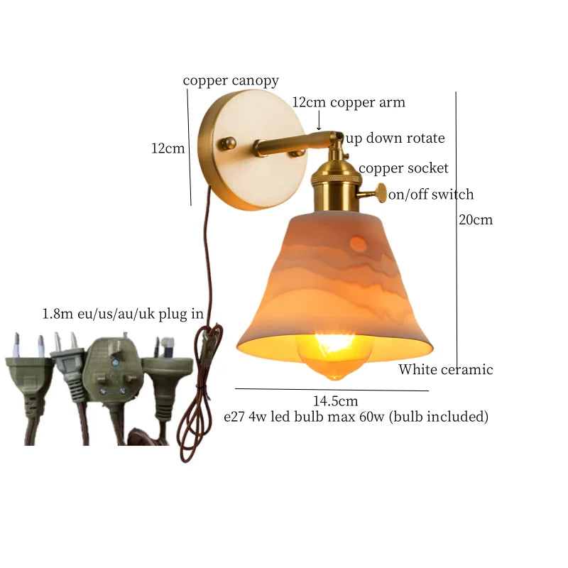 Afralia™ Ceramic LED Wall Sconce - Vintage White, Nordic Minimalism