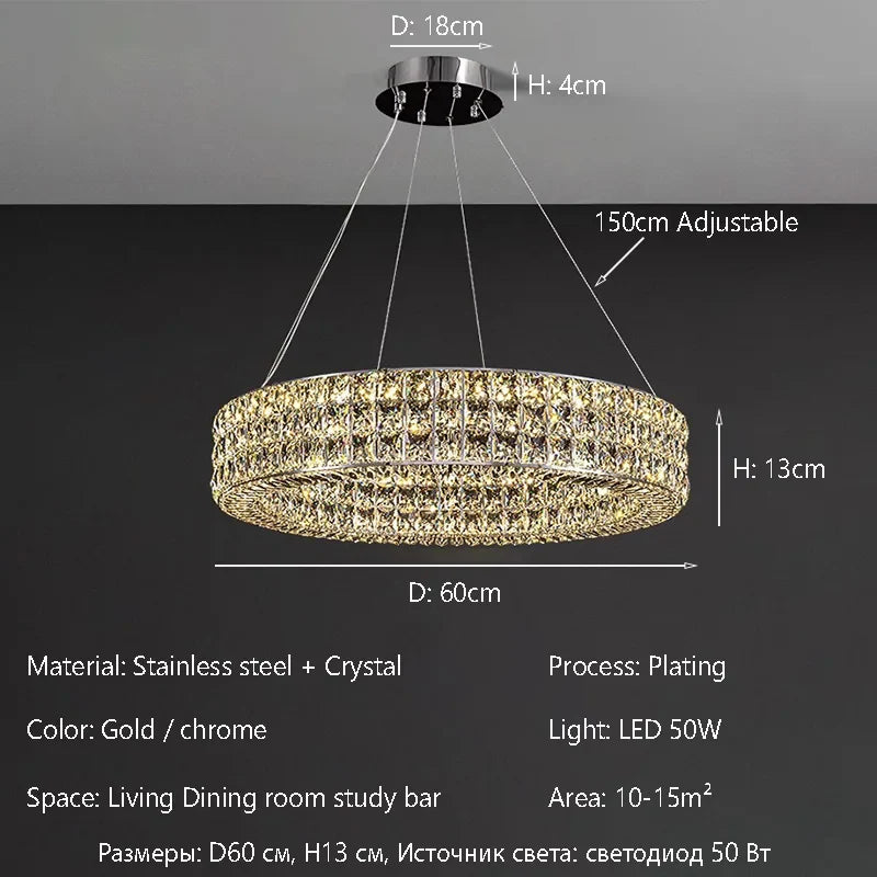 Afralia™ Crystal LED Chandelier: Dimmable Ceiling Light for Luxury Living Room Decor