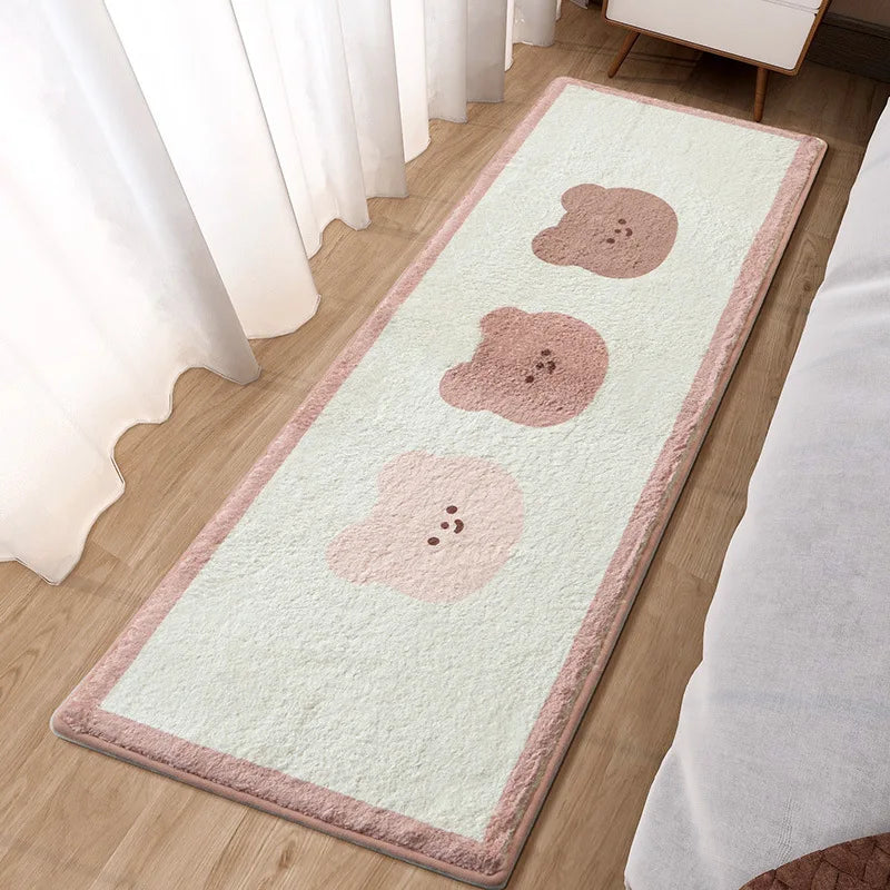 Afralia™ Lovely Rabbit Pink Bedside Rug for Girls Children Bed Room