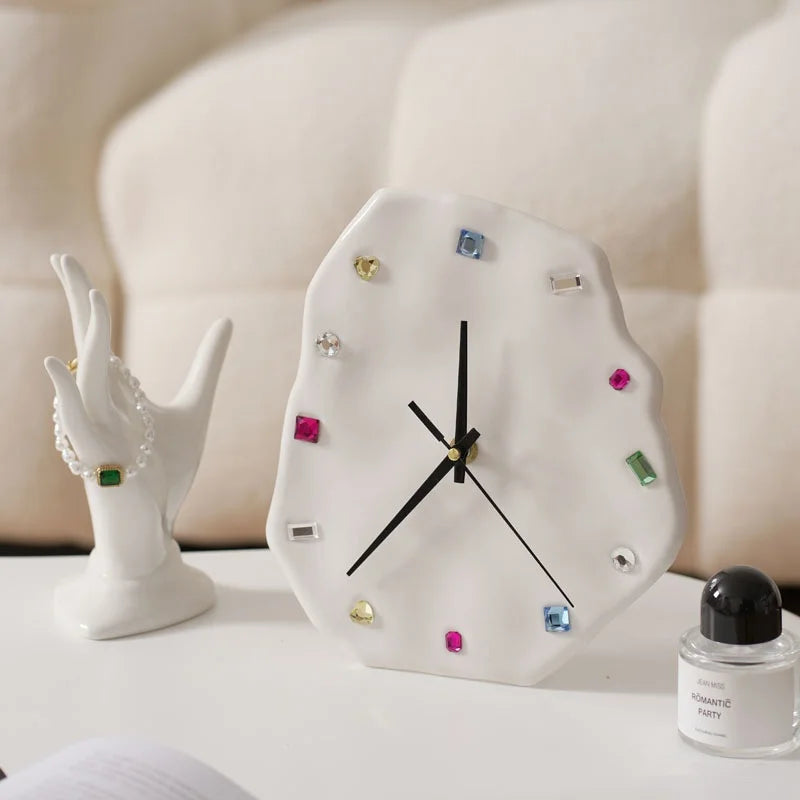 Afralia™ Crystal Geometric Wall Clock for Living Room Decor