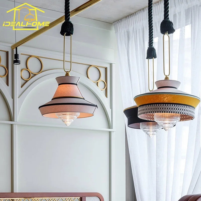 Afralia™ Minimalist Wabi-sabi Fabric Pendant Lights LED E27 for Modern Interior Lighting