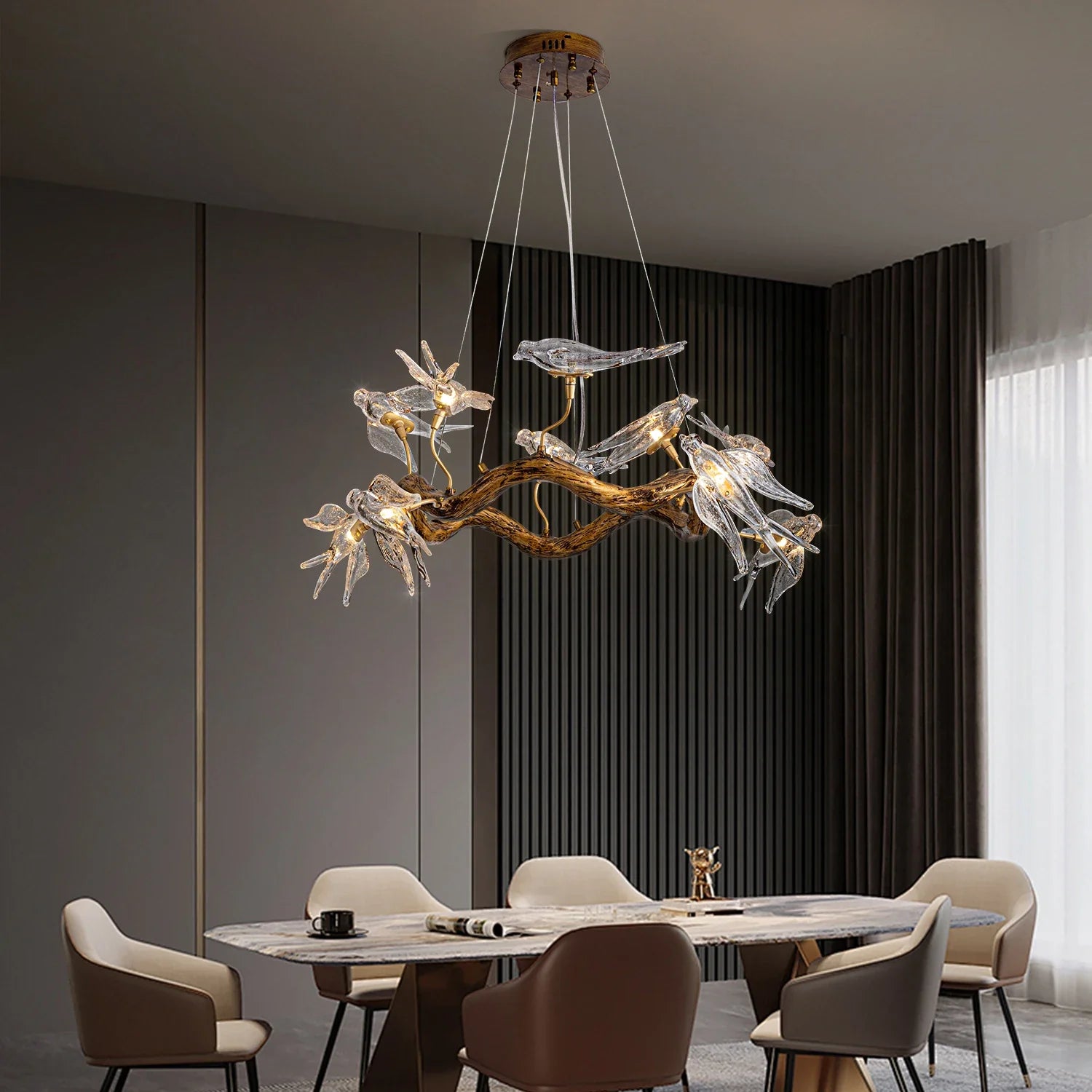 Afralia™ Swallow Branch Chandelier: Luxury Dining Room Living Room Designer Pendant Lamp
