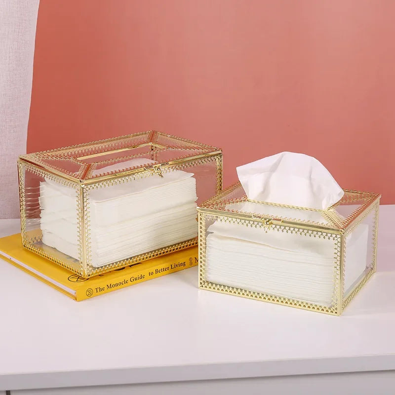 Afralia™ Metallic Glass Napkin Holder Nordic Luxury Home Organizing Decor