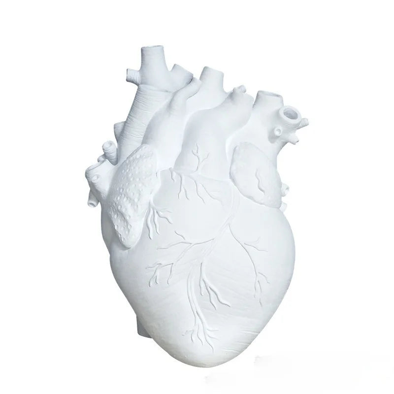 Afralia™ Heart Shape Resin Flower Vase Desktop Ornament Bouquet Holder Home Decor