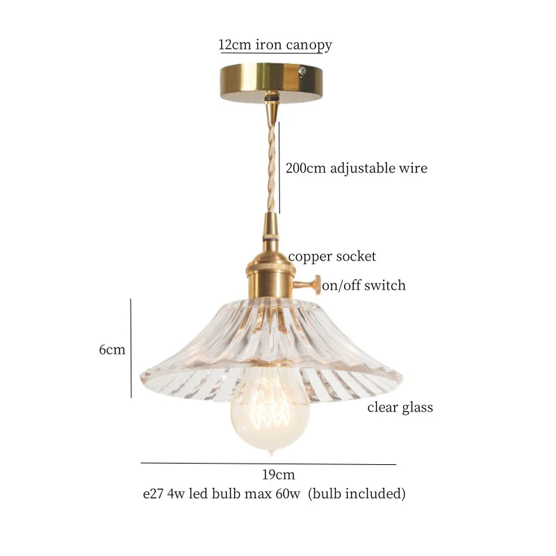 Afralia™ Glass LED Pendant Light for Home Restaurant Cafe Nordic Minimalism Copper Lamps