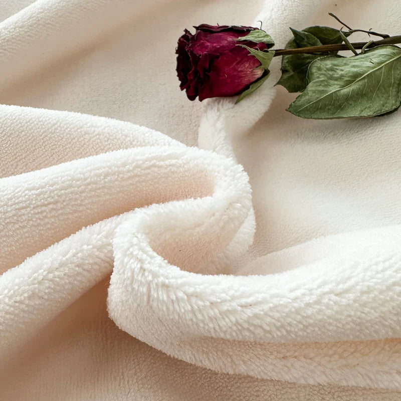 Afralia™ Princess Velvet Fleece Bedding Set with Romantic Ruffles, Queen/King, 4Pcs