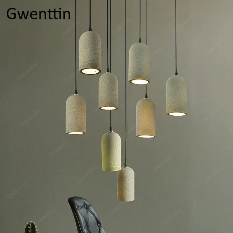 Afralia™ Cement Pendant Lamp: Vintage LED Hanging Light for Dining Room and Cafe