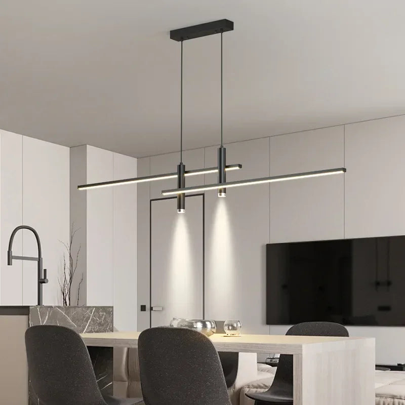 Afralia™ Black Gold LED Pendant Lights for Modern Minimalist Dining Room Chandelier