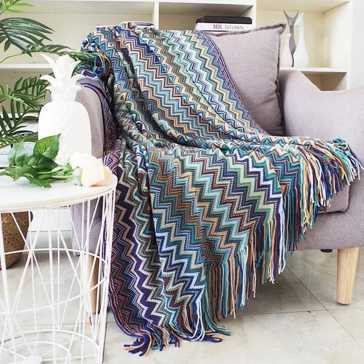 Afralia™ Knitted Striped Sofa Blanket