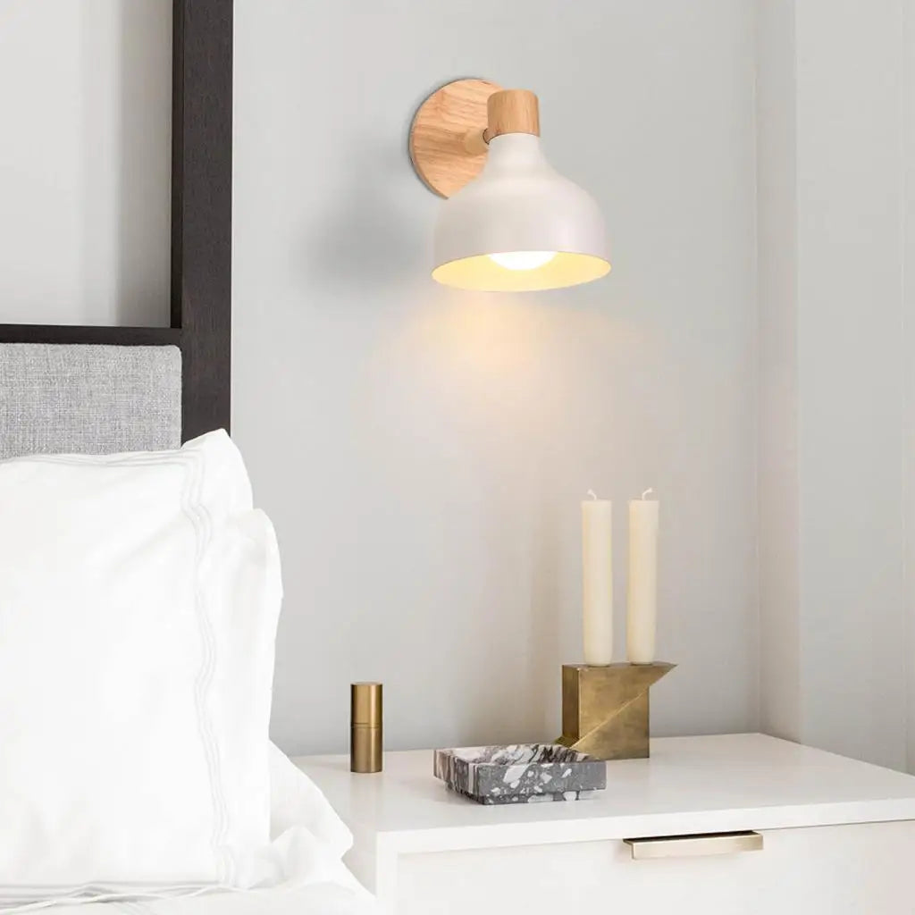 Afralia™ Nordic Wood Macaron Wall Sconce E27 Home Lighting Fixture