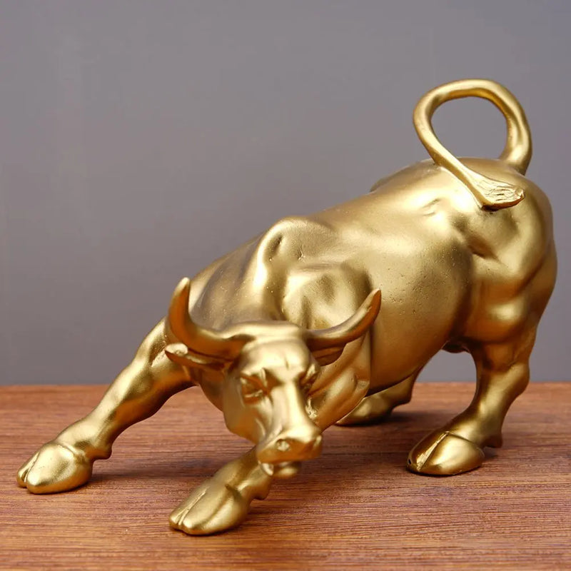 Afralia™ Wall Street Bull Sculpture | Modern Office Desk Decor and Home Accessories