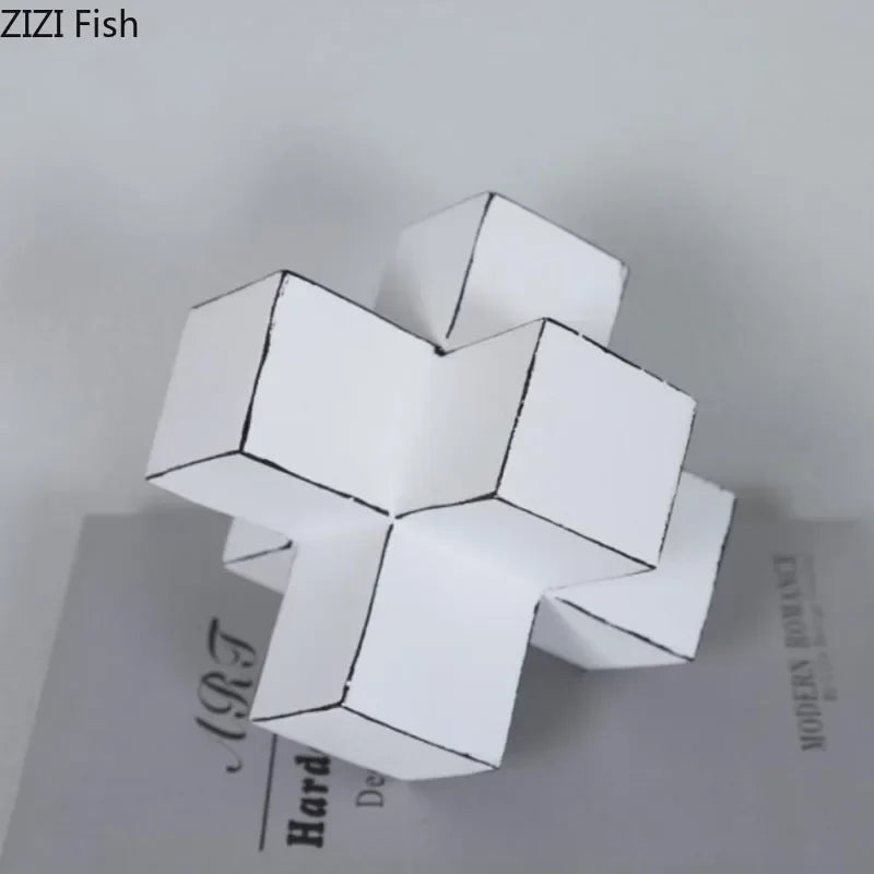 Afralia™ Cube Block Sculpture Resin Desk Decoration Modern Artwork Ornament