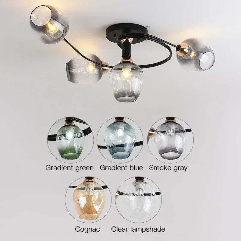 Afralia™ Nordic Glass Chandelier: Bedroom Dining Room Pendant Light Luminaires