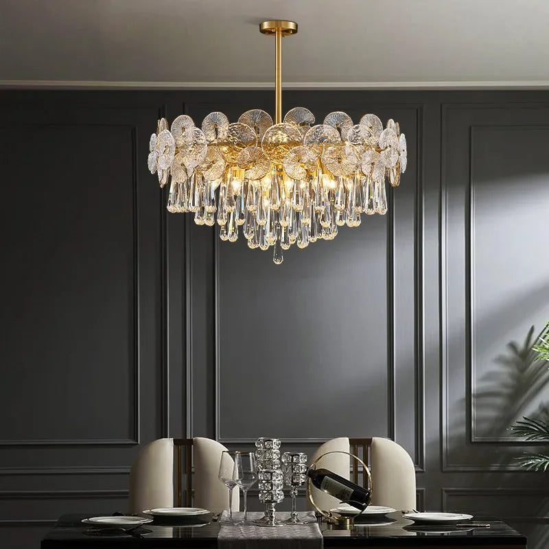 Afralia™ Crystal Chandelier: Modern Glass Pendant Lights for Living Room Dining Bedroom