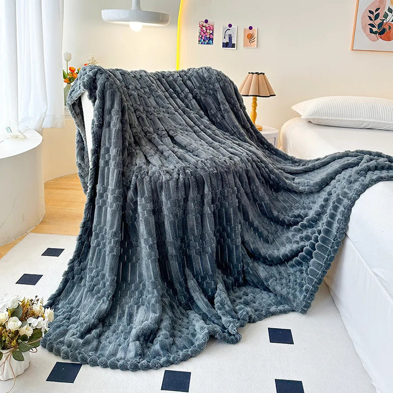 Afralia™ Flannel Sofa Cover Blanket | Soft Nordic Style for Single Double Beds