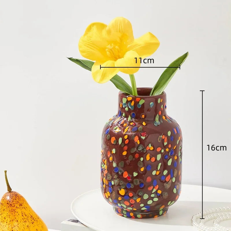 Afralia™ Glass Vase with Colorful Dots for Home Decor & Hydroponic Plants