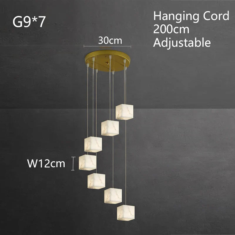 Afralia™ Golden Lucite Staircase Pendant Light, Elegant Living Room Ceiling Decor