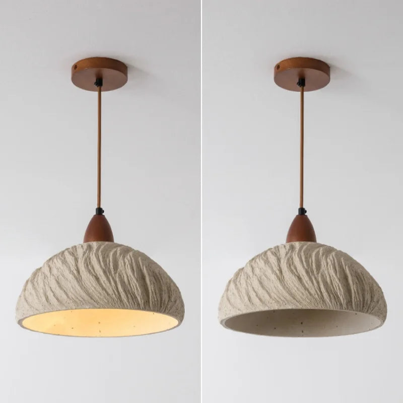Afralia™ Wood Cement Pendant Light Fixture Adjustable LED Modern Nordic Hang Lamp