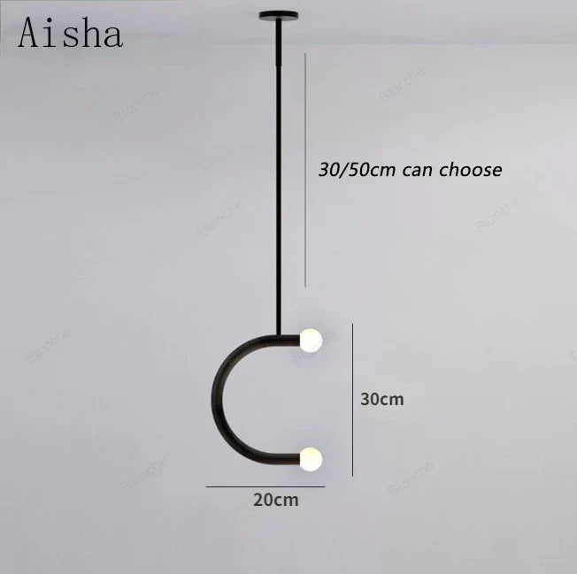 Afralia™ Nordic U-shaped Line Art LED Chandelier for Corridor Bedroom & Loft