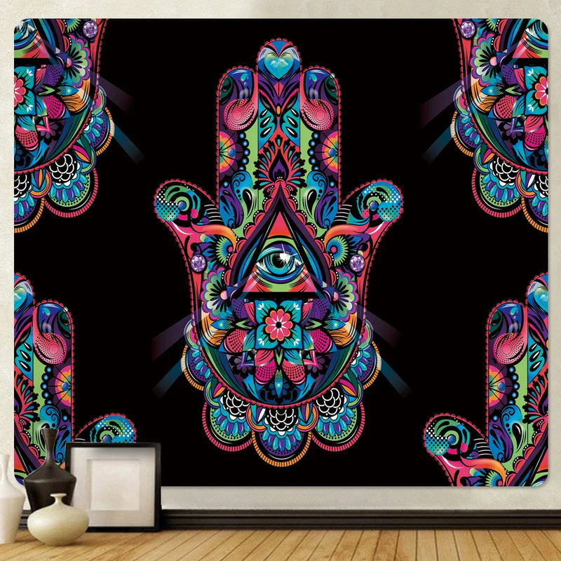 Afralia™ Lucky Hand Mandala Tapestry Wall Hanging Boho Decor