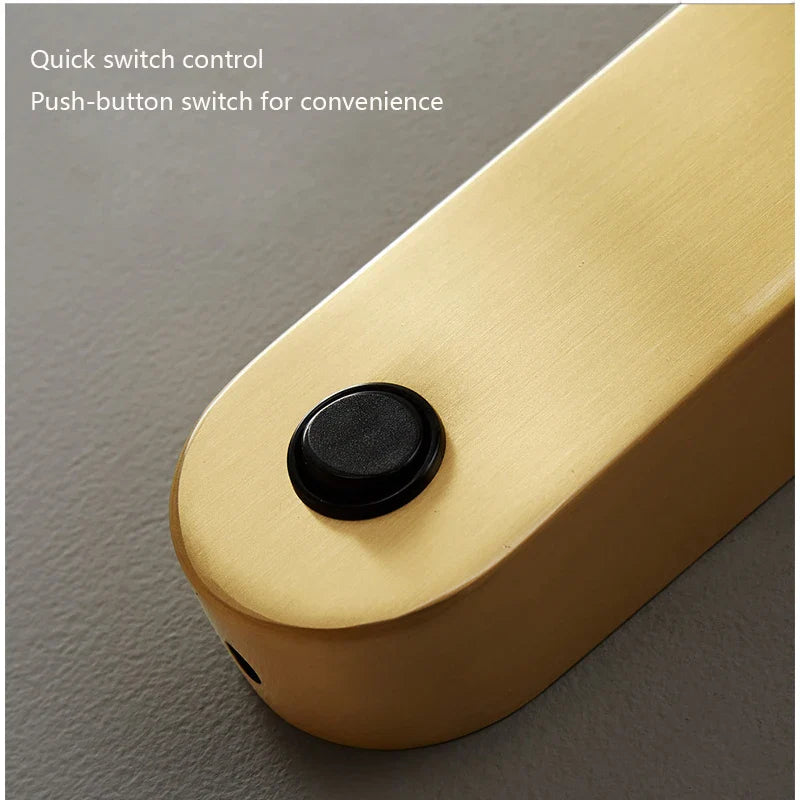 Afralia™ Nordic Brass Wall Lamp with Switch, Modern Minimalist Indoor LED Wall Light