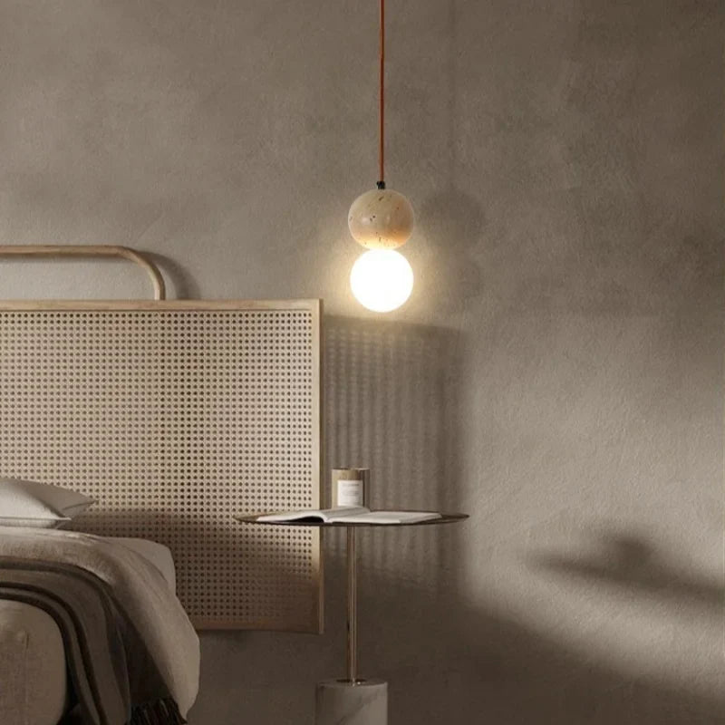 Afralia™ Yellow Travertine LED Pendant Lights - Vintage Hanging Lamp for Home Décor