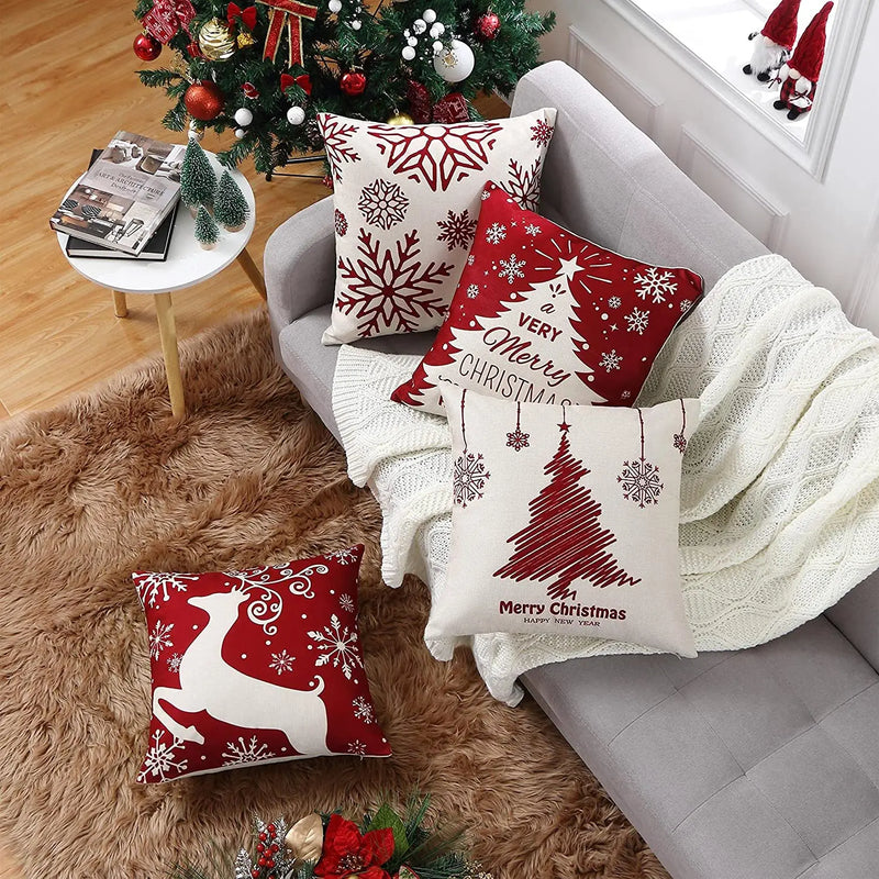 Afralia™ Christmas Elk Letter Pillowcase 45x45cm for Living Room